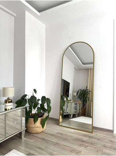 SteweHome Boden- oder Standspiegel Oval mit Goldmetallischem Rahmen 180x70cm