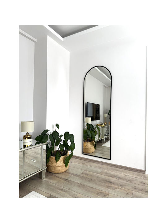 SteweHome Ovaler Boden- oder Standspiegel mit Schwarzem Metallrahmen 180x60cm
