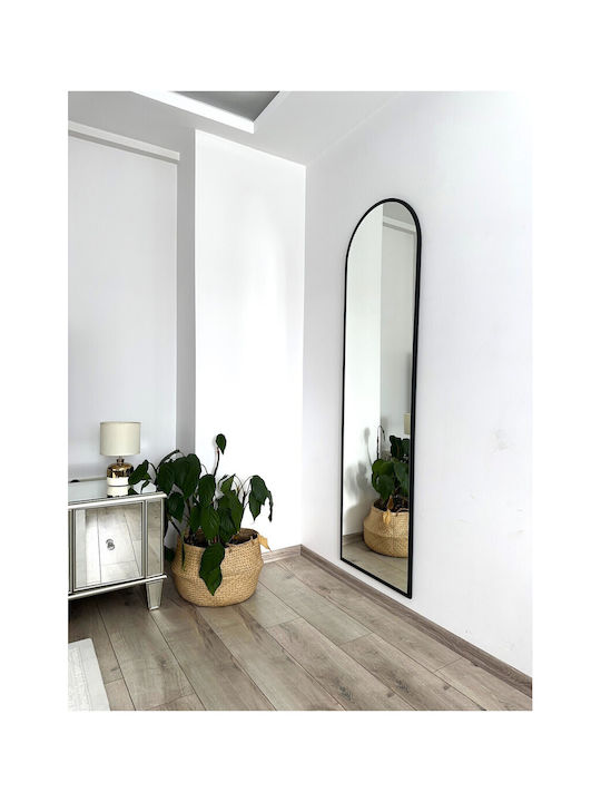 SteweHome Ovaler Boden- oder Standspiegel mit Schwarzem Metallrahmen 180x60cm