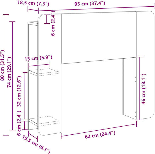 vidaXL Кафлария за легло от дърво черна 95x80см