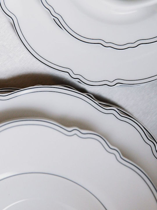 Salt & Pepper Deep Serving Plate from Porcelain White with Diameter 23.5cm 2 Pieces