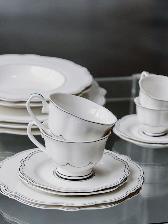 Salt & Pepper Deep Serving Plate from Porcelain White with Diameter 23.5cm 2 Pieces