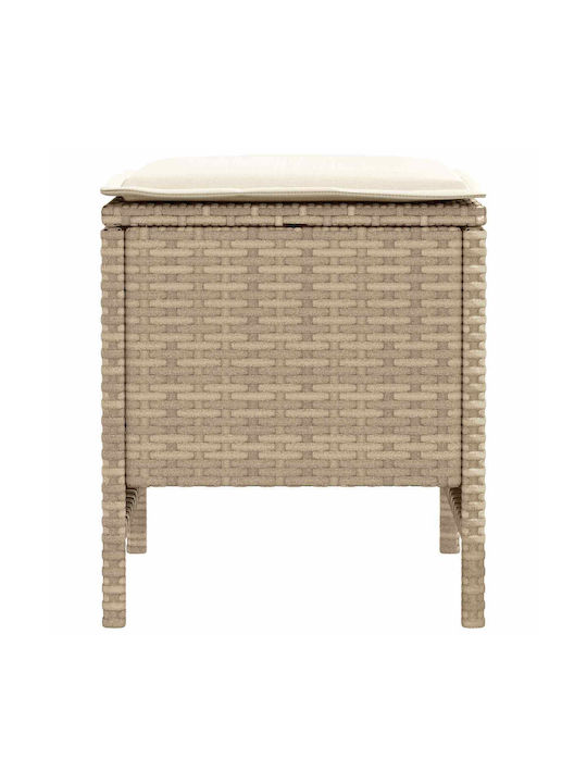 Garden Stool Cube Outdoor Rattan with Beige Cushion 2 Pieces 38x38x45cm