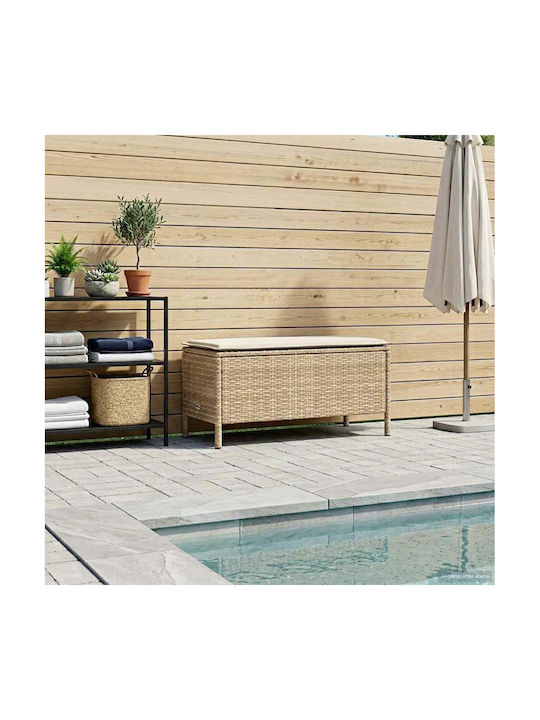 Gartenhocker Würfel Außeneinsatz Rattan mit Beige Kissen 80x38x42cm