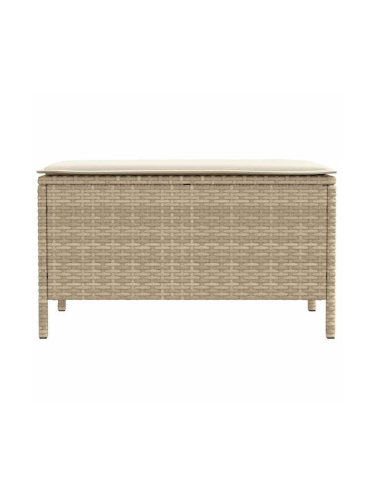 Gartenhocker Würfel Außeneinsatz Rattan mit Beige Kissen 80x38x42cm