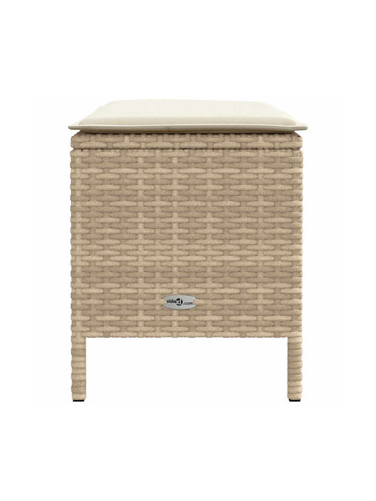 Gartenhocker Würfel Außeneinsatz Rattan mit Beige Kissen 80x38x42cm