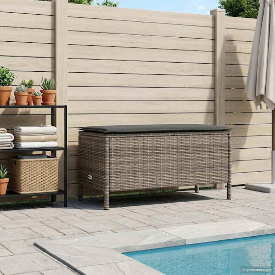 Garden Stool Cube Outdoor Rattan with Cushion Grey 80x38x45cm