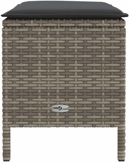 Garden Stool Cube Outdoor Rattan with Cushion Grey 80x38x45cm