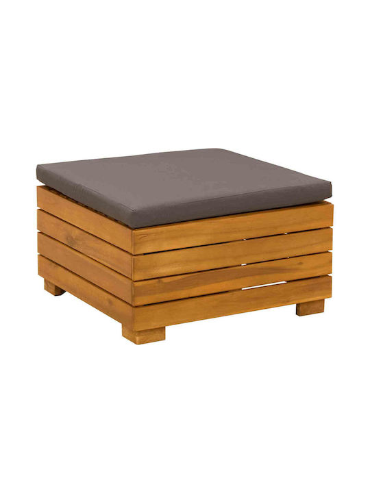 Wooden Cube Garden Stool with Cushion Brown 60x60x30cm