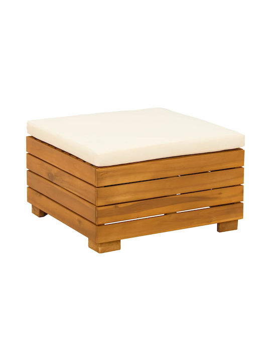 Wooden Cube Garden Stool with Cushion Brown 60x60x30cm