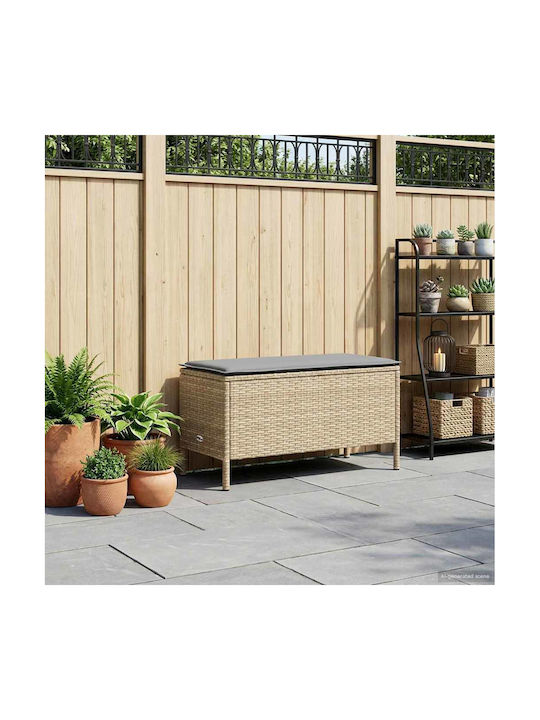 Gartenhocker Würfel Außeneinsatz Rattan mit Kissen Beiges und Hellgraues 80x38x42cm
