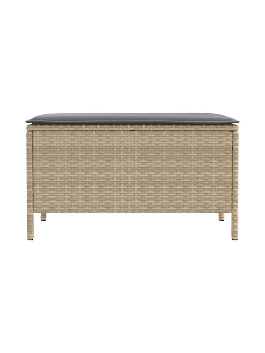 Gartenhocker Würfel Außeneinsatz Rattan mit Kissen Beiges und Hellgraues 80x38x42cm