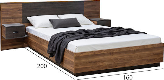 Carys Pat Dublu Lemn Wenge cu Plăci pentru Saltea 160x200cm