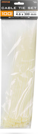 Legături Cablu Din Plastic 300×4.6 Mm Nailon Auto-blocante Transparente 100 Buc