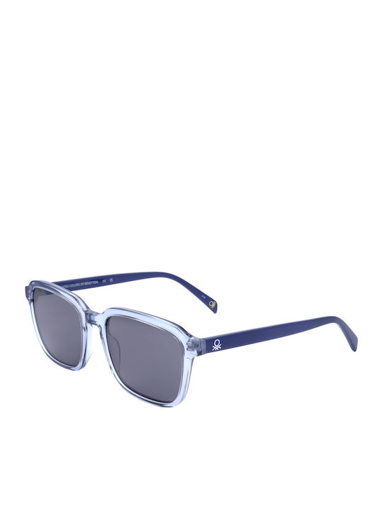 Benetton Unisex Sonnenbrillen mit Transparentem Rahmen und Blauen Gläsern
