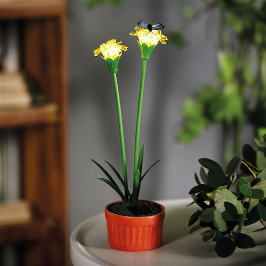 Lampă Solară Floare Alb Cald cu Fotocelulă IP44 8x8x32cm