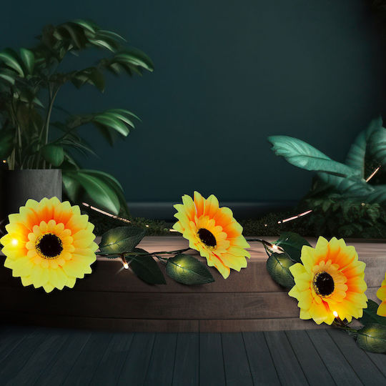 Lampa Solară Floare Alb Cald cu Fotocelulă IP44 20x4cm