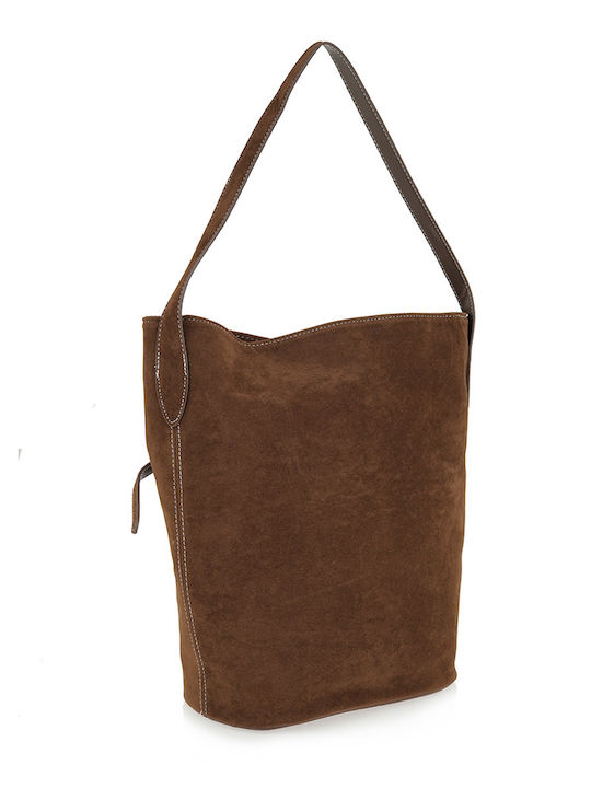 Stoff Damen Schultertasche Braun