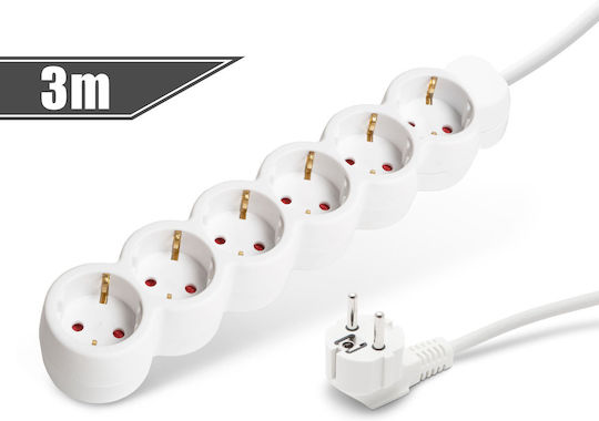 Steckdosenleiste 6 Steckdosen mit 3m Kabel