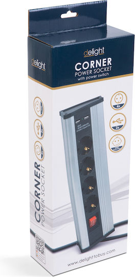 Power Strip 4 Sockets with USB-A Switch and 1.5m Cable