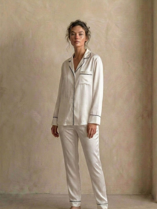 Zizo Winter Damen Pyjama-Set White Ivory