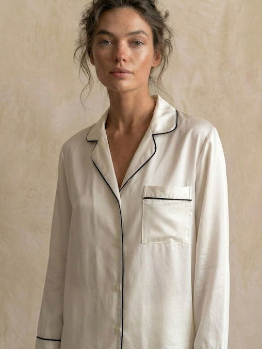 Zizo Set Pijamale pentru Femei White Ivory