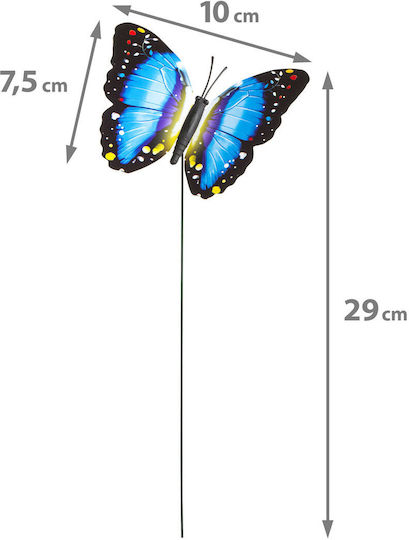 Garden Decoration Butterfly 29 Cm Outdoor Ornament Fixing Rod Pvc Plastic Multicolor