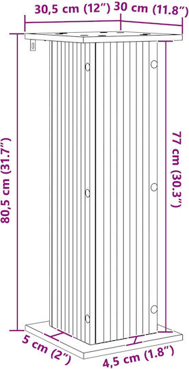 vidaXL Pflanzenständer Grau Sonoma 30,5 x 30 x 80,5 cm aus Holz