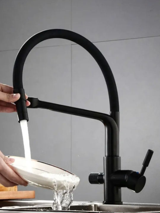 Stocco Sanitary Μπαταρία Κουζίνας Σπαστή Πάγκου Μαύρη