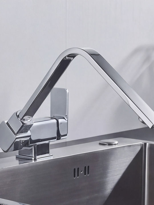 Stocco U-Shaped Kitchen Faucet Counter Silver