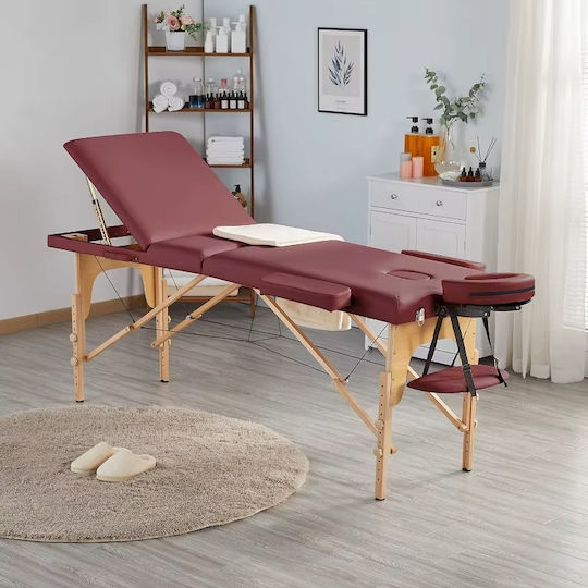Thor Pat de Fizioterapie Portabil/Pliabil Burgundy din Lemn 60x213cm