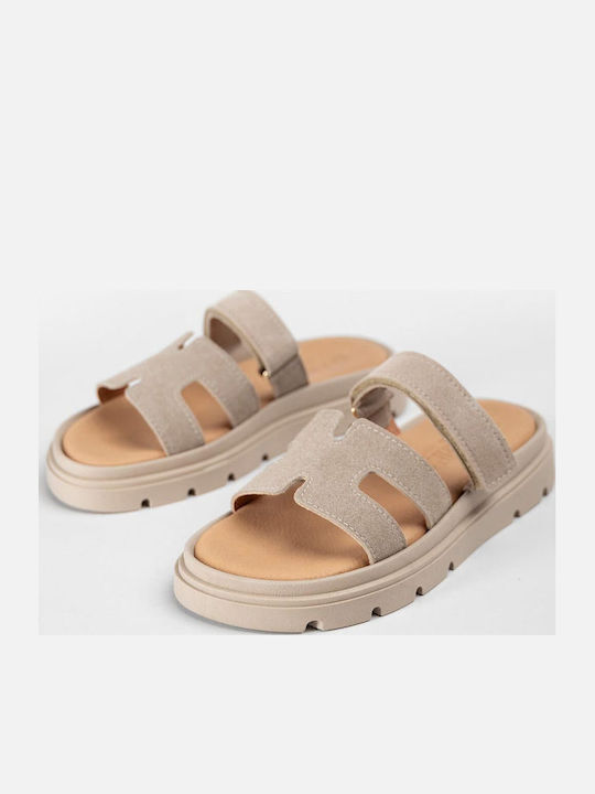 Кожени Дамски Сандали Flatforms Кафяви