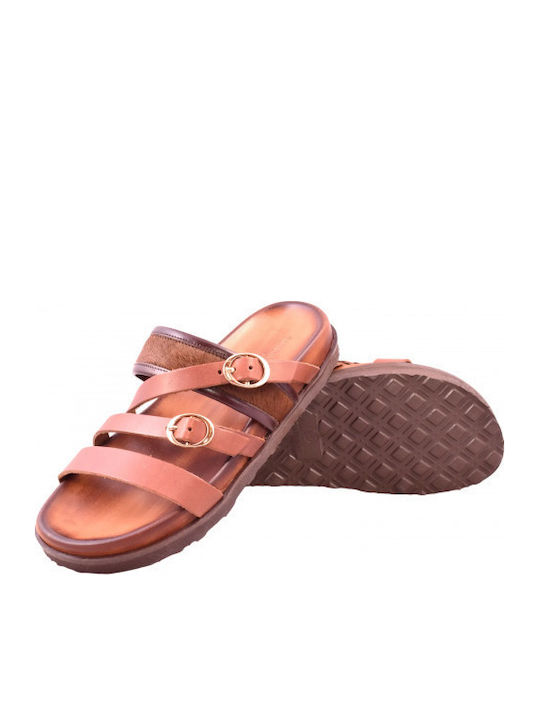 Leder Flache Sandalen für Damen Braun