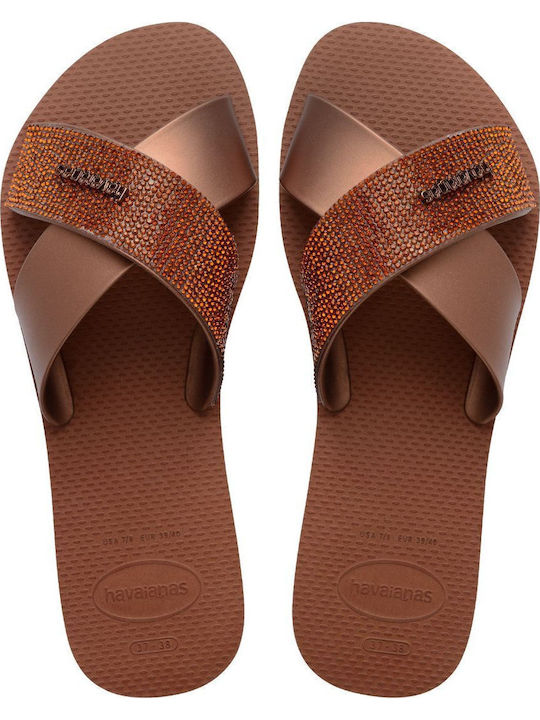 Damen Flache Sandalen Braun