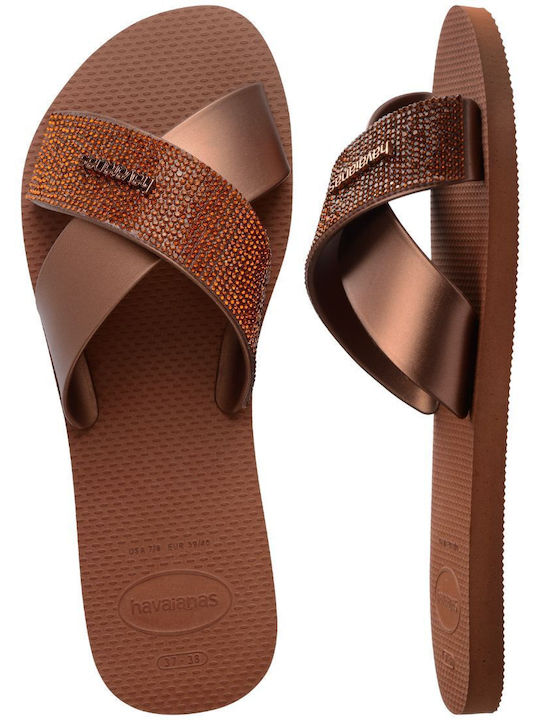Damen Flache Sandalen Braun