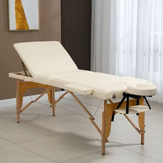 Thor Pat De Fizioterapie Portabil Pliabil Ecru Din Lemn 60x213cm