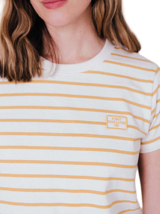 Women's Striped Beige T-shirt