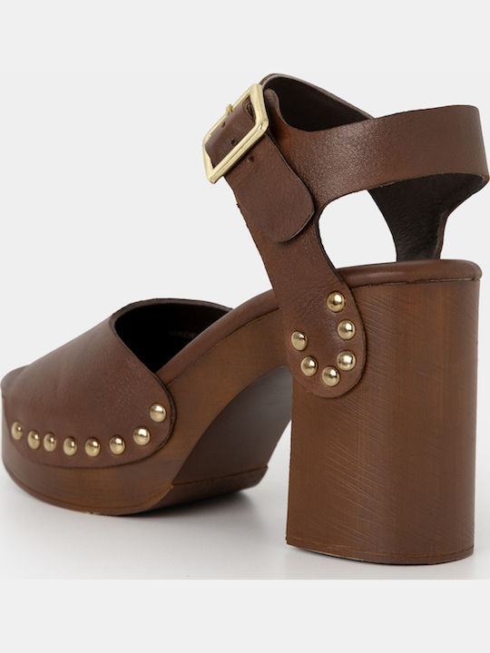 Sandale Elegante Damă Din Piele Maro