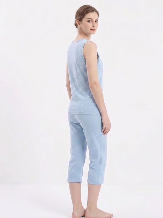 Lido Underwear Καλοκαιρινό Γυναικείο Σετ Πιτζάμας Γαλαζιο
