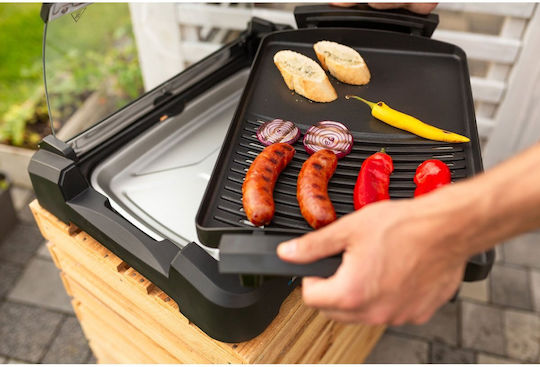 Blaupunkt Contact Grt801 Tabletop Electric Grill Grill and Smooth Plate 2200W with Lid and Adjustable Thermostat 39cmx29cmcm