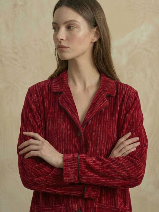 Zizo Winter Damen Pyjama-Set Rot