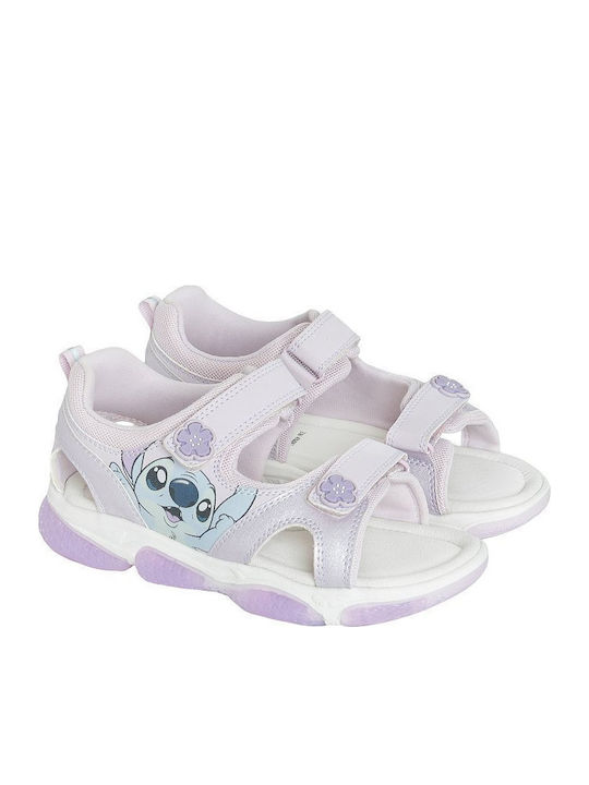Kids' Sandals Lilo & Stitch with Hoop & Loop Closure and Lights Purple