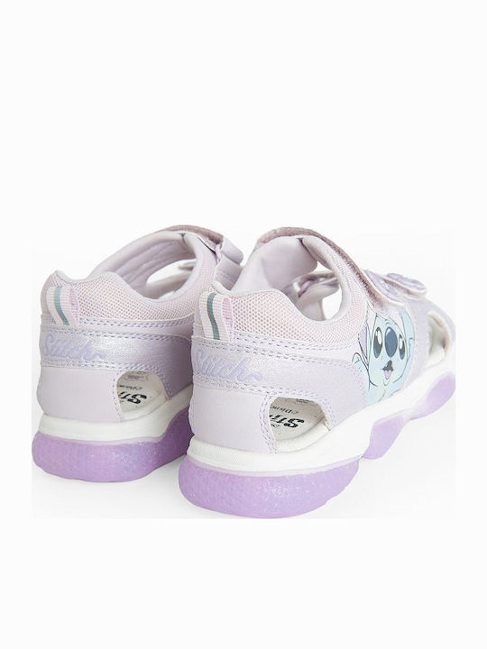 Kids' Sandals Lilo & Stitch with Hoop & Loop Closure and Lights Purple