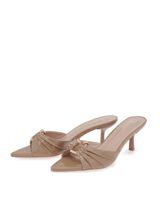 Mules With High Heel In Beige Colour