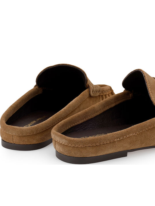 Flat Wildleder Damen Pantoletten in Braun Farbe