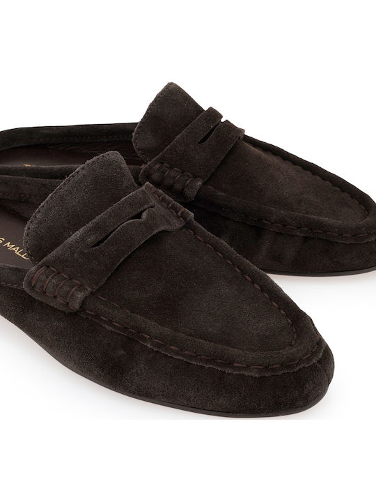 Flat Suede Mules σε Καφέ Χρώμα