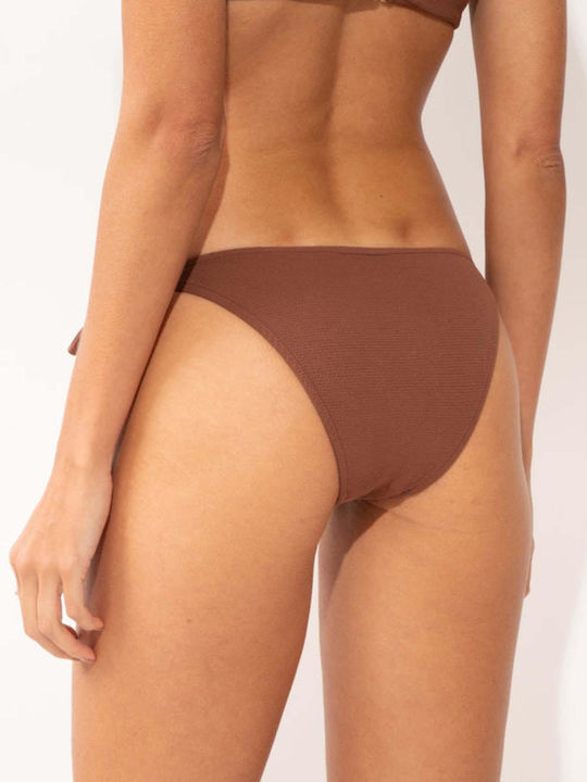 Bikini Slip με Κορδονάκια Καφέ