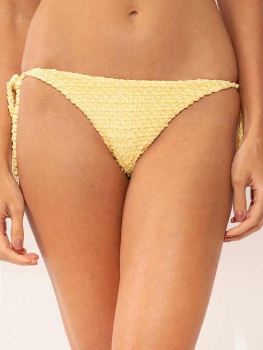 Bikini Slip με Κορδονάκια Κίτρινο