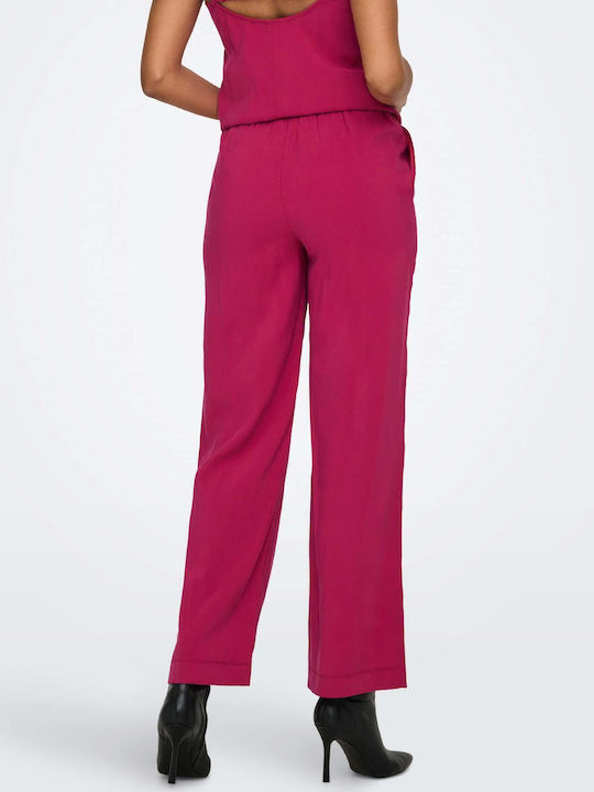 Only Damen Stoffhose mit Gummiband Fuchsie