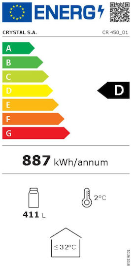 Crystal SA Cr 450 Frigider pentru băuturi 435lt Cu o ușă